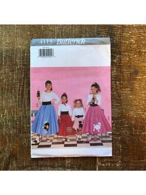 Butterick Sewing Pattern 4113 Girls Costume 1950s Poodle Circle Skirt 4-14 UNCUT
